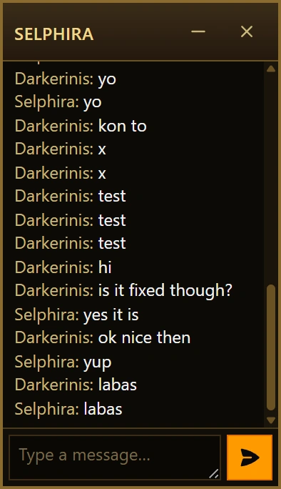 Friend chat from the website